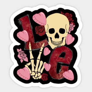 Valentines Love Letters Skull Skeleton Hearts Roses Sticker